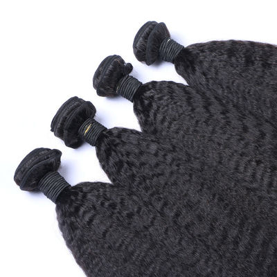 OEM Raw Kinky Yaki Straight Human Hair Bundles Weave With Frontal Closure