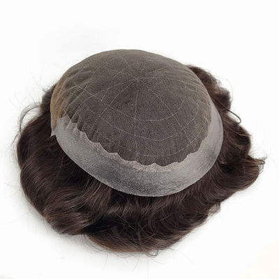 Q6 PU Skin Swiss Lace Full Lace Toupee Mens Real Looking Wigs With Front Lace Bleached